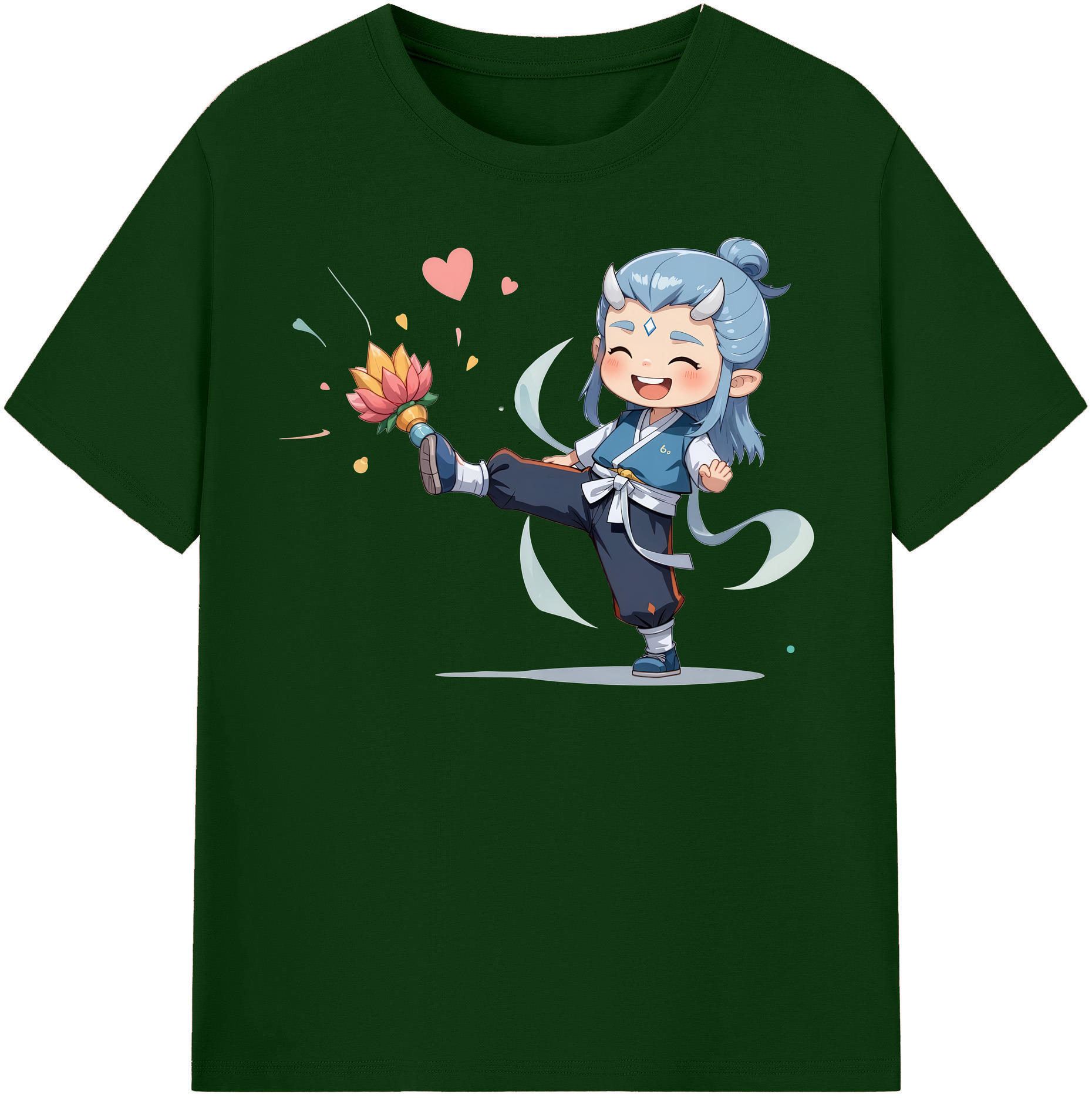 （画像用） Ne Zha 2 ナタ 魔童の大暴れ 綿100％半袖Tシャツ（フロントプリント）